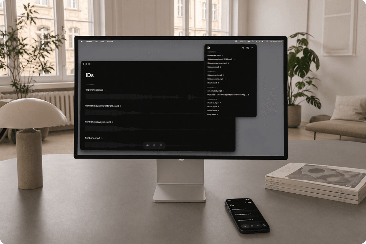 ID running on a Mac with phone alongside