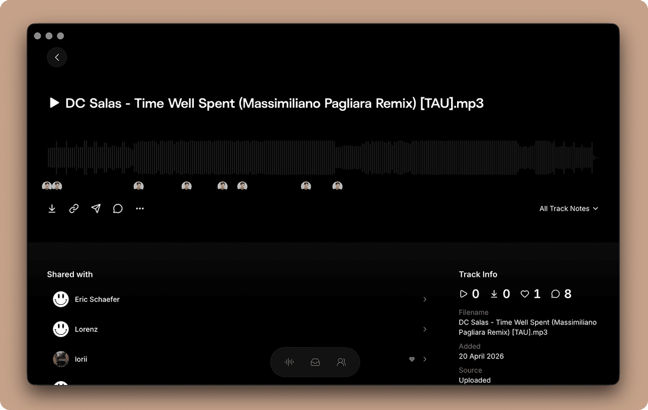 ID track detail with shared listeners and notes